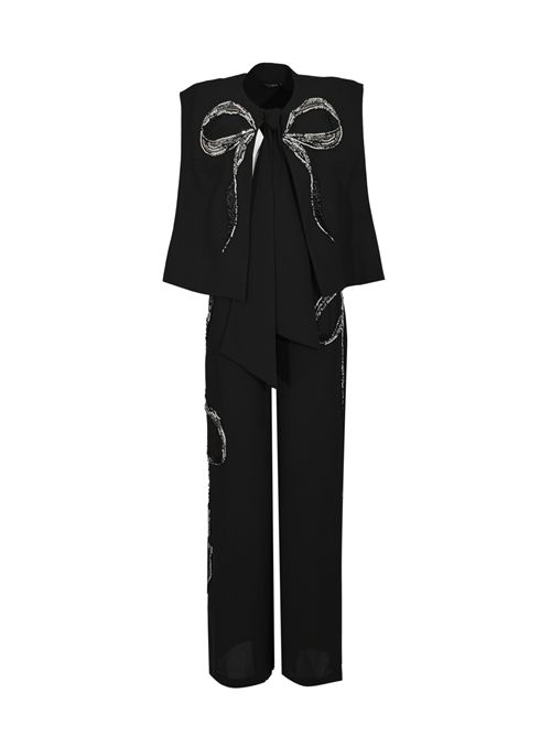 Completo Meli 66692 in crepe con applicazione fiocco in strass TARIK EDIZ | 66692BLACK